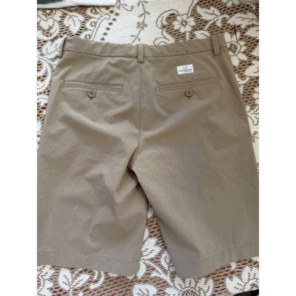 Vineyard Vines Performance Shorts Boys 18 Khaki Tan Mesh Lined Flat Front